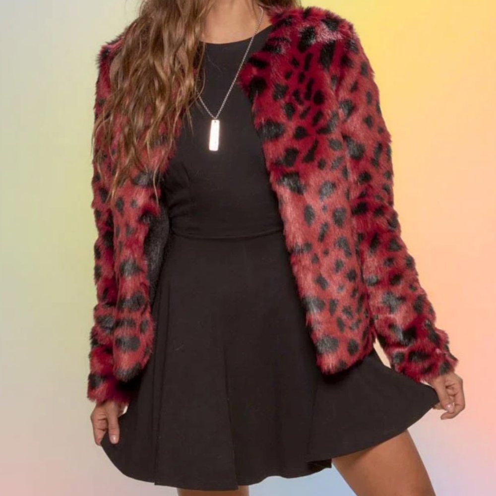 WILD CAT FAUX FUR BOMBER